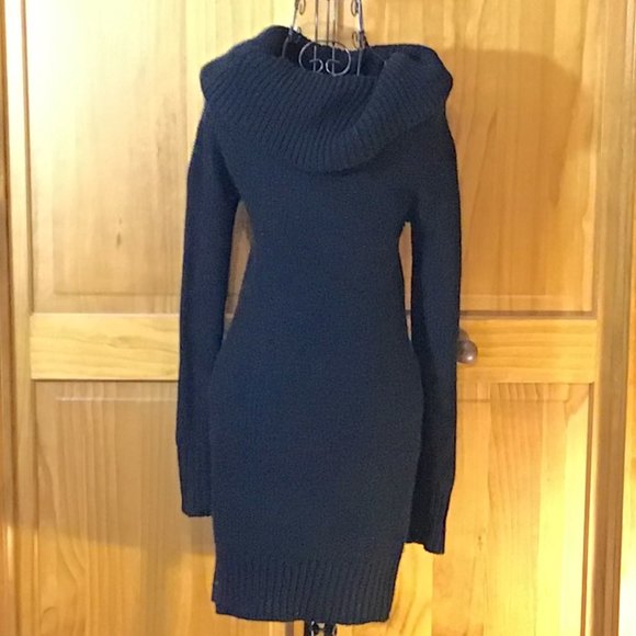 Black Long Sleeve Turtleneck Sweater Dress - Picture 2 of 2